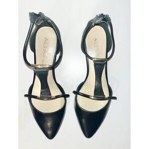 ALDO Fenilone Ballet Flats Pointed Toe T-Strap Gold Tone Hardware‎ | 8.5